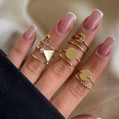 پک انگشتر ماه و دایره طلایی