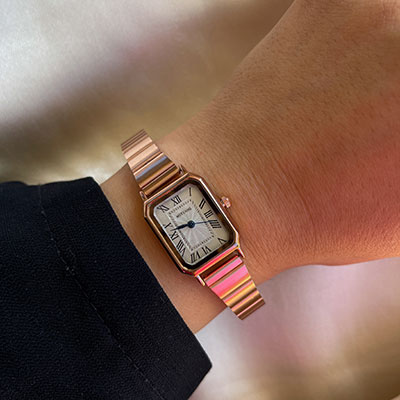 ساعت اچنجی استیل رزگلد