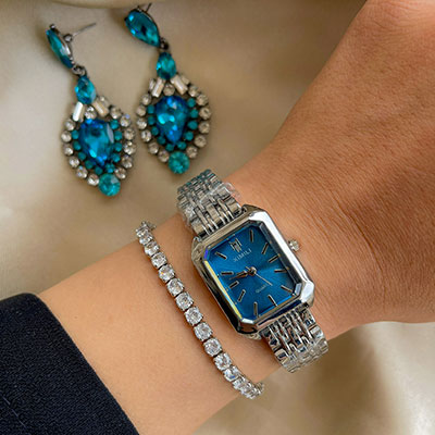 ساعت ximili صفحه آبی استیل