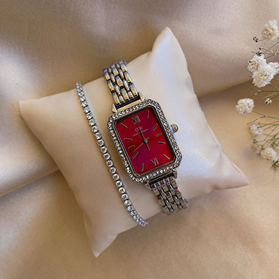 ساعت دنیل نقره ای صفحه سرخابی