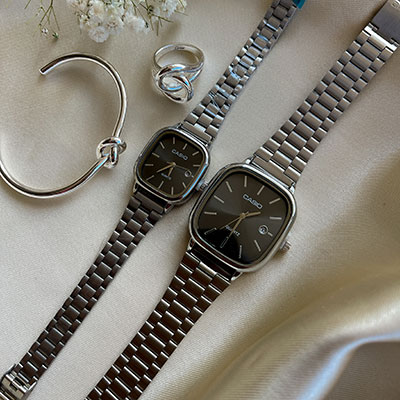 ساعت ست کاسیو استیل صفحه مشکی