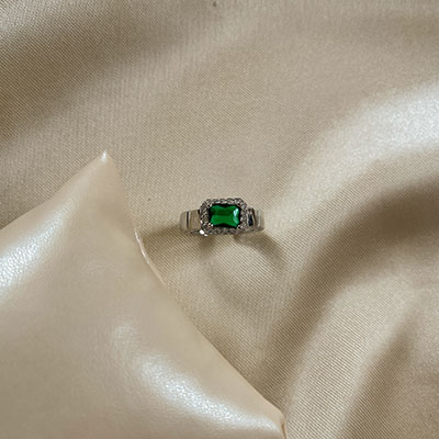 انگشتر رادیوم نگین سبز جواهری