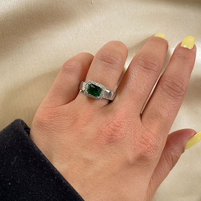 انگشتر رادیوم نگین سبز جواهری