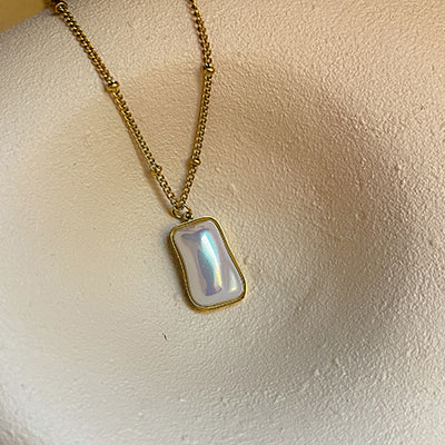 گردنبند پلاک هولوگرامی سفید