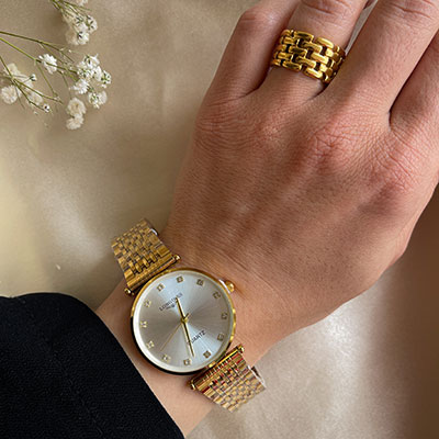 انگشتر حصیری استیل طلایی