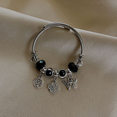 دستبند پاندورا نقره ای مشکی